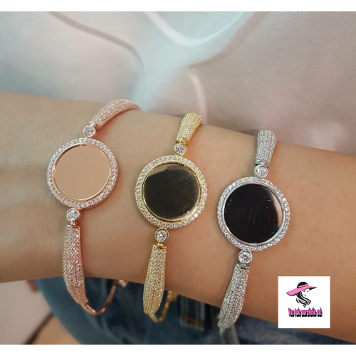 925 ayar gümüş zirkon taşlı rodyum,roz,altın kaplamalı kişiya özel asansörlü bayan bileklik